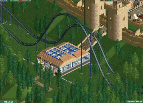decided to download vanilla rct2 again. here is my complete attempt at  Crazy Castle :) : r/rct
