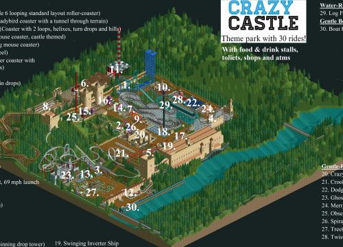 decided to download vanilla rct2 again. here is my complete attempt at  Crazy Castle :) : r/rct